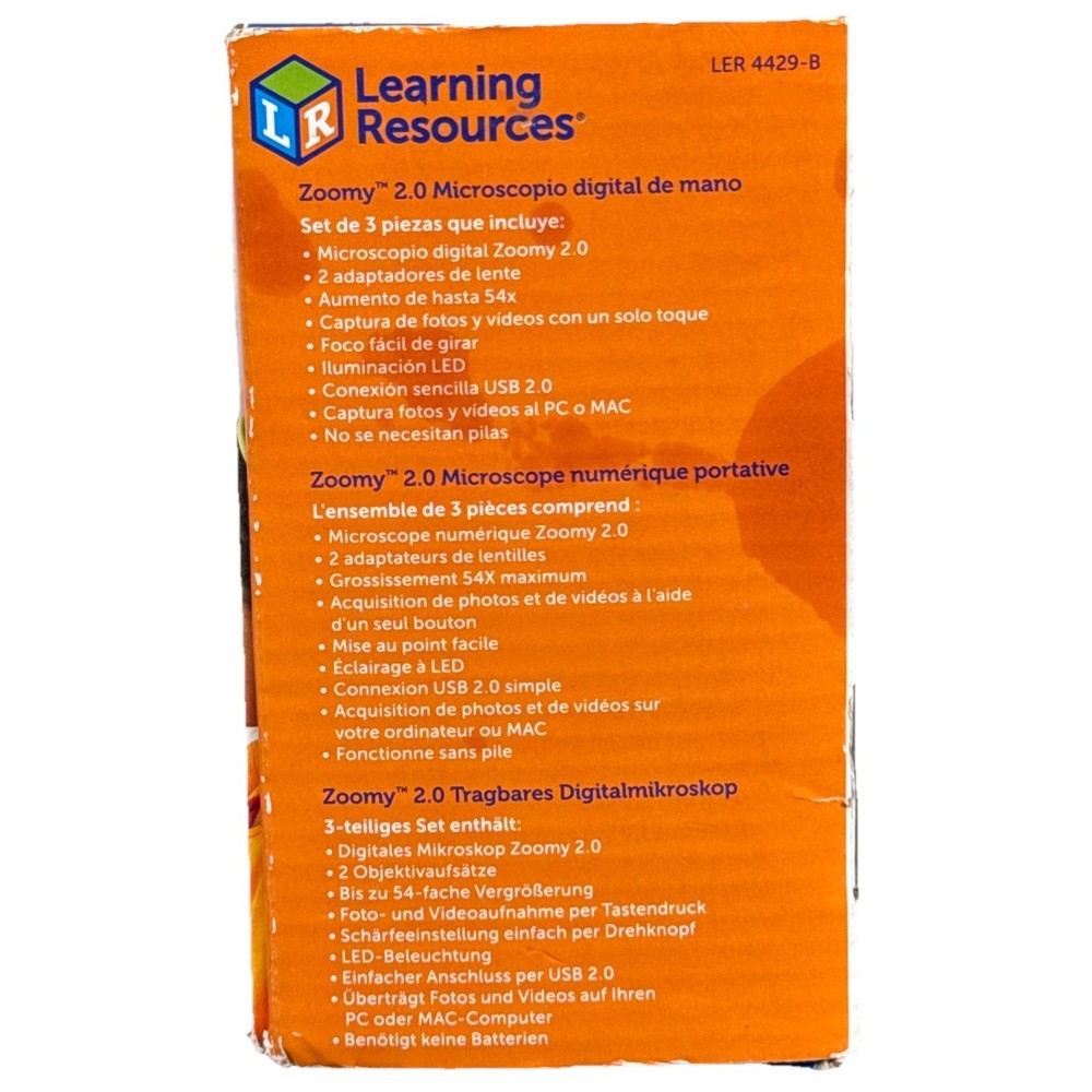 Learning Resources Zoomy 2.0 Handheld Digital Microscope Blue USB STEM - READ