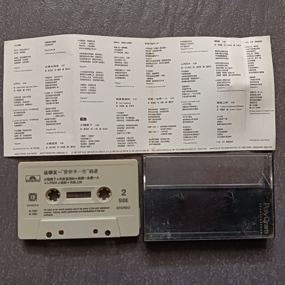 B2- Jacky Cheung 张学友 =爱你多一些精选= 马来西亚版 磁带 Malaysia Cassette