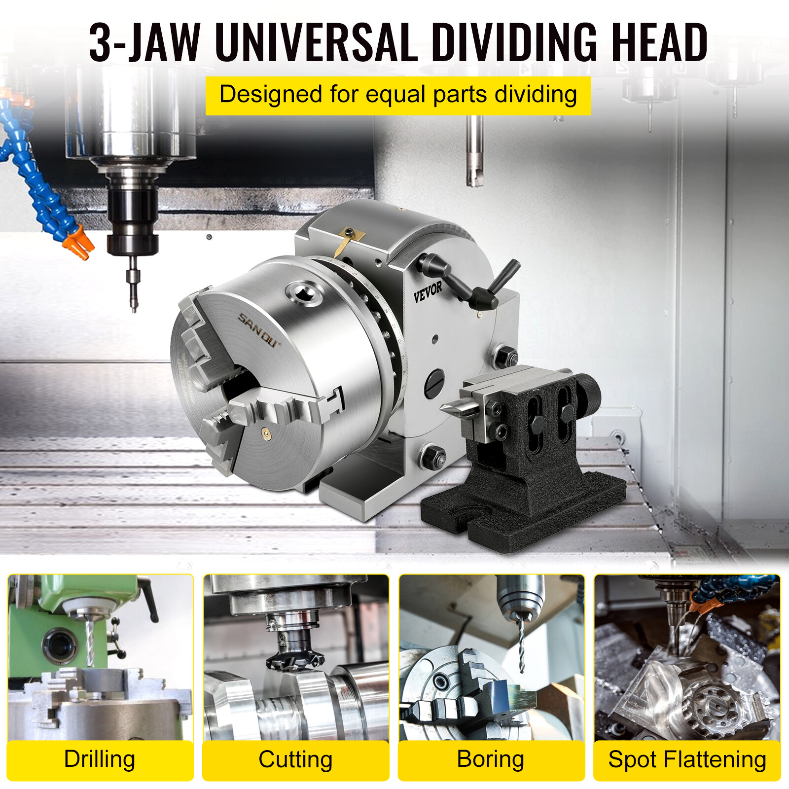 VEVOR Indexing Dividing Head for Milling Machine 6" /160 mm for Milling Grinding