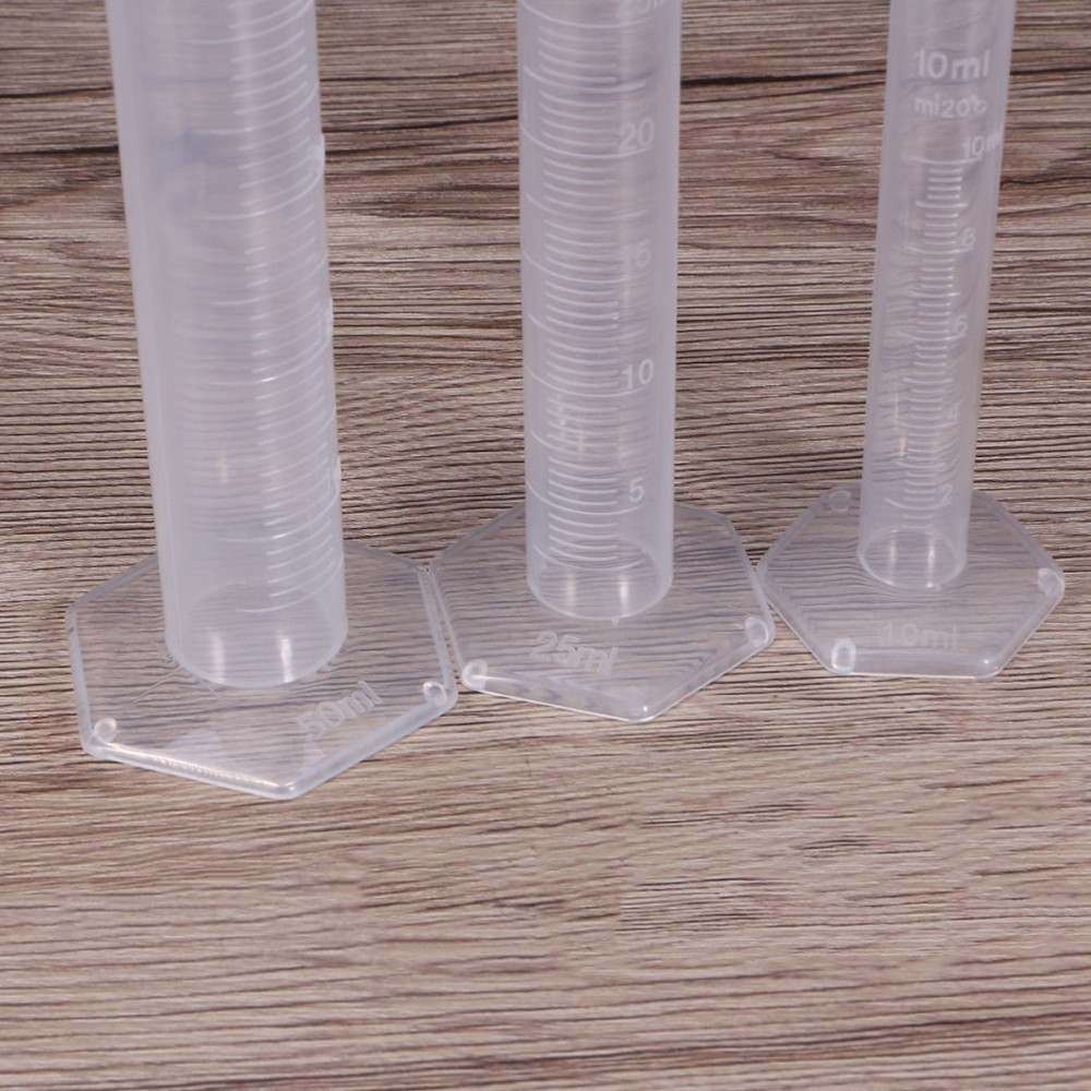 5 Pcs Graduated Measuring Cylinders Plastic Transparent For Laboratory Testing