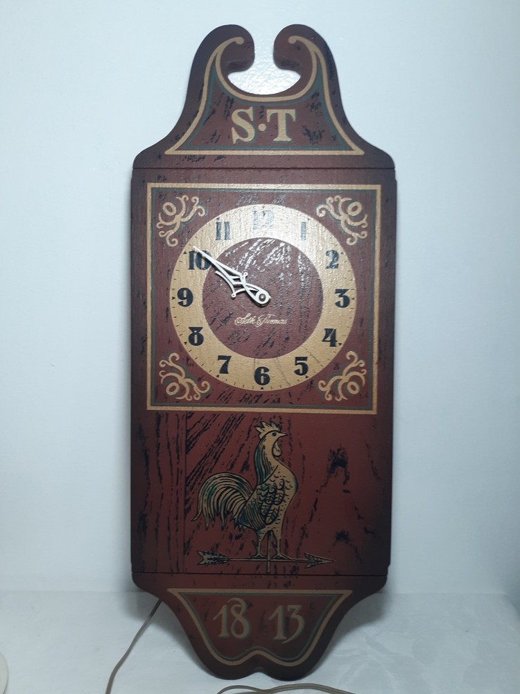 VINTAGE 'Lady Seth' SETH THOMAS Cornwall Wall Clock w Rooster Art