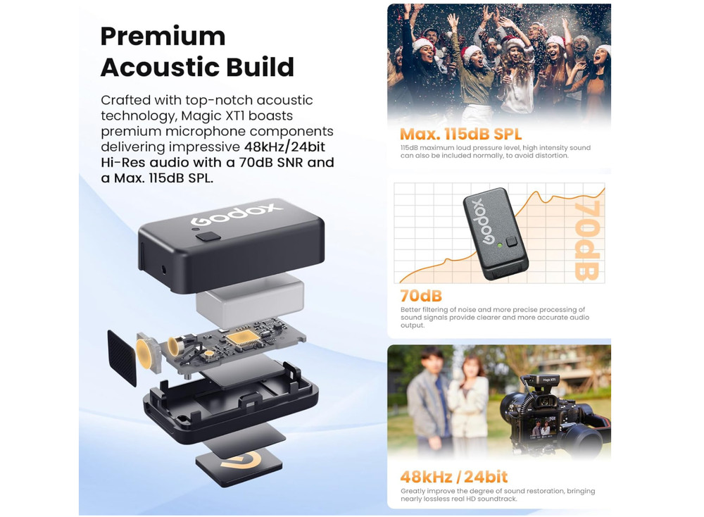 GODOX Magic XT1 Touchscreen Wireless Lavalier Microphone for Camera/Android/iPho