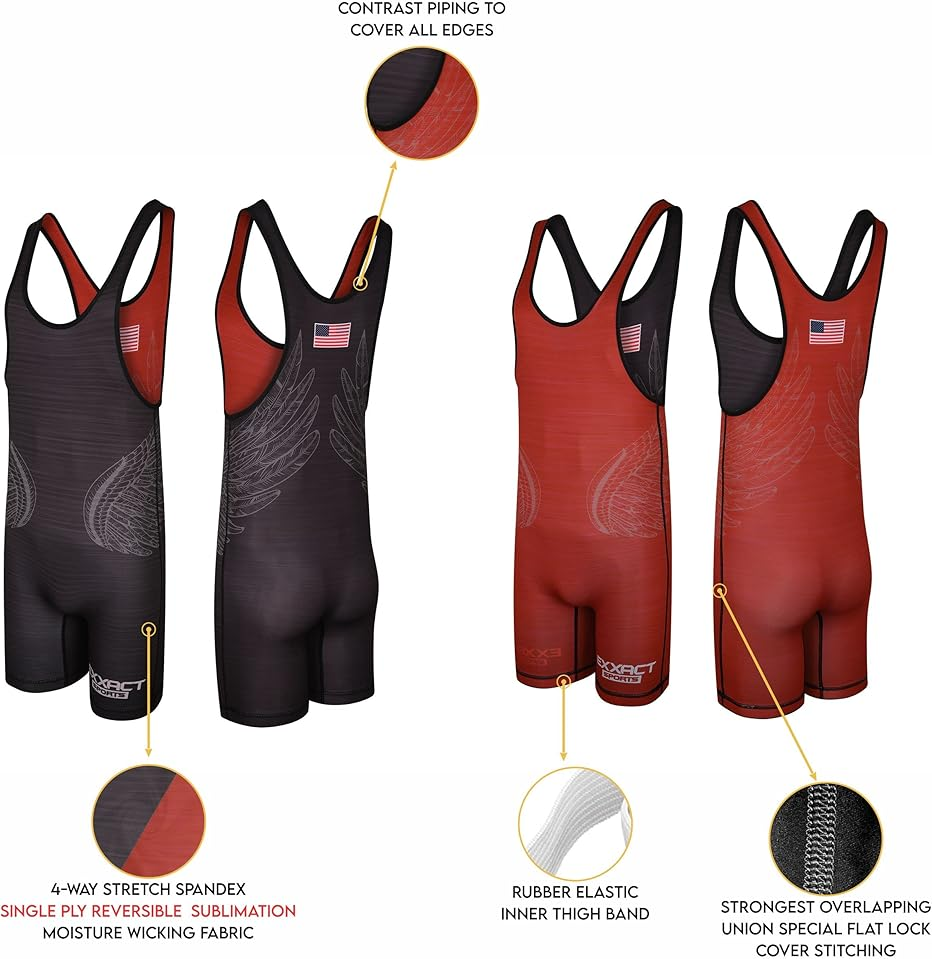 Exxact Sports Reversible Wrestling Singlet Single Ply - Adult Wrestling Singlet