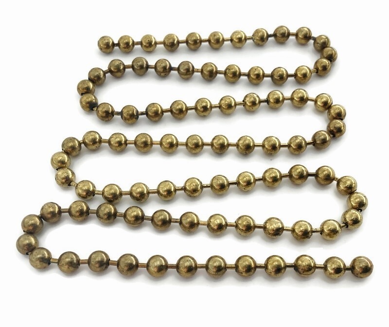 3 Feet Vintage Patina Brass Smooth Large 10mm. Ball Chain N115large