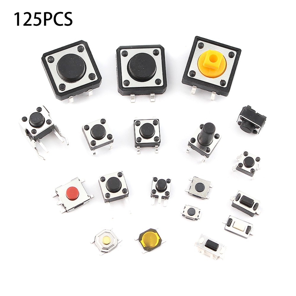 25-Type Micro Switch Push Tact Button ON/OFF Touch Button Switch Assortment Kit
