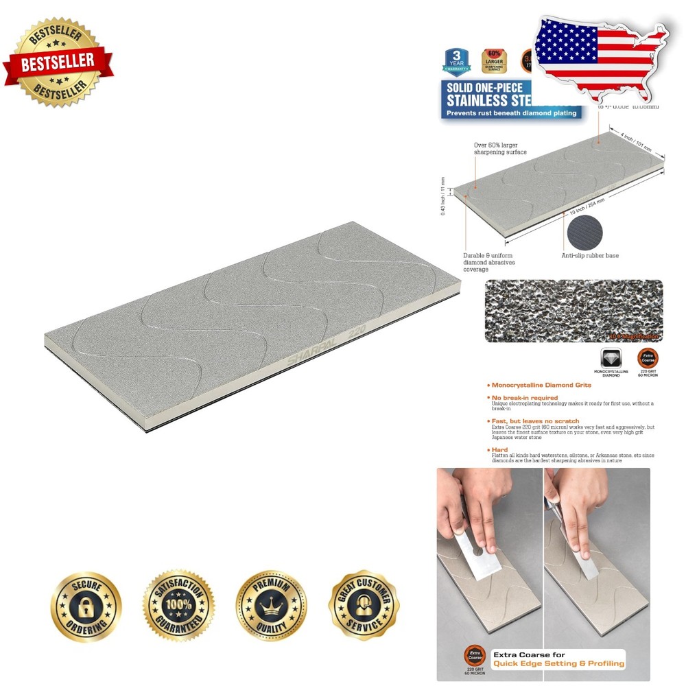 10x4" Diamond Lapping Stone Extra Coarse 220 Grit Flatten