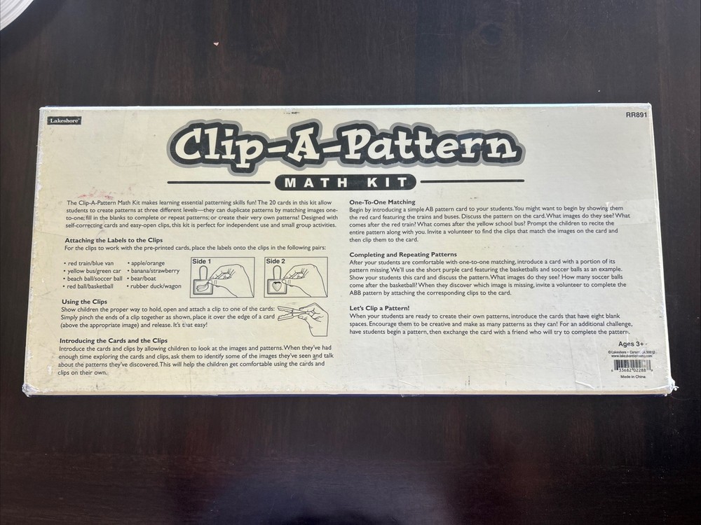 Lakeshore Clip A Pattern Math Kit Centers Homeschool Classroom Teaching RR891 3+