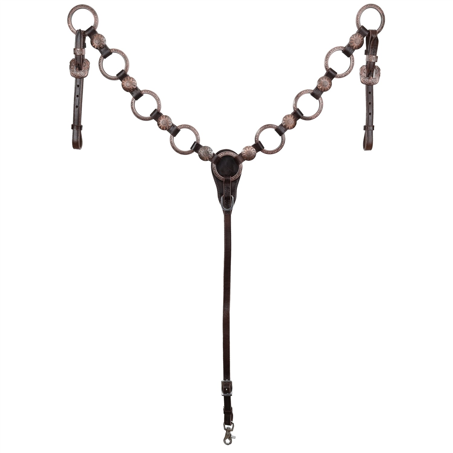 Metal Ring Headstall, Reins and Breastcollar - Sunflower Rings - Copper Rings