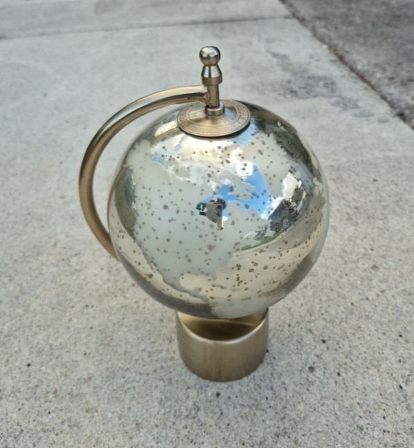 Z Galleries Mercury Glass World Globe Beautiful Decorative Map Chrome Base