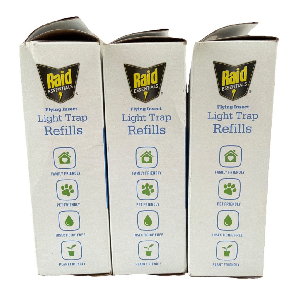 6 Raid Essentials Flying Insects Light Trap Refill Cartridges Pet Friendly 2ct