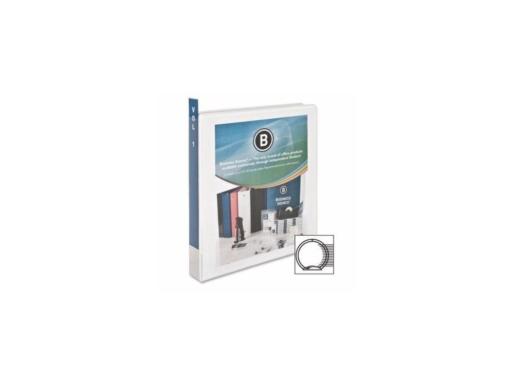 Business Source View Binder w/ 2 Inside Pockets 1" Capacity White 09953