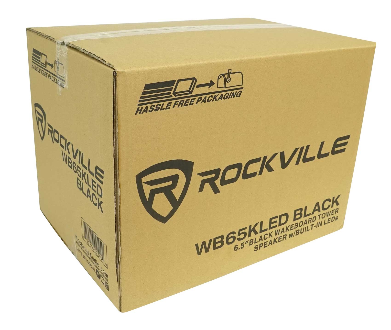 2) Rockville WB65KLED 6.5" 600w Black Marine Wakeboard LED Tower Speakers+Remote