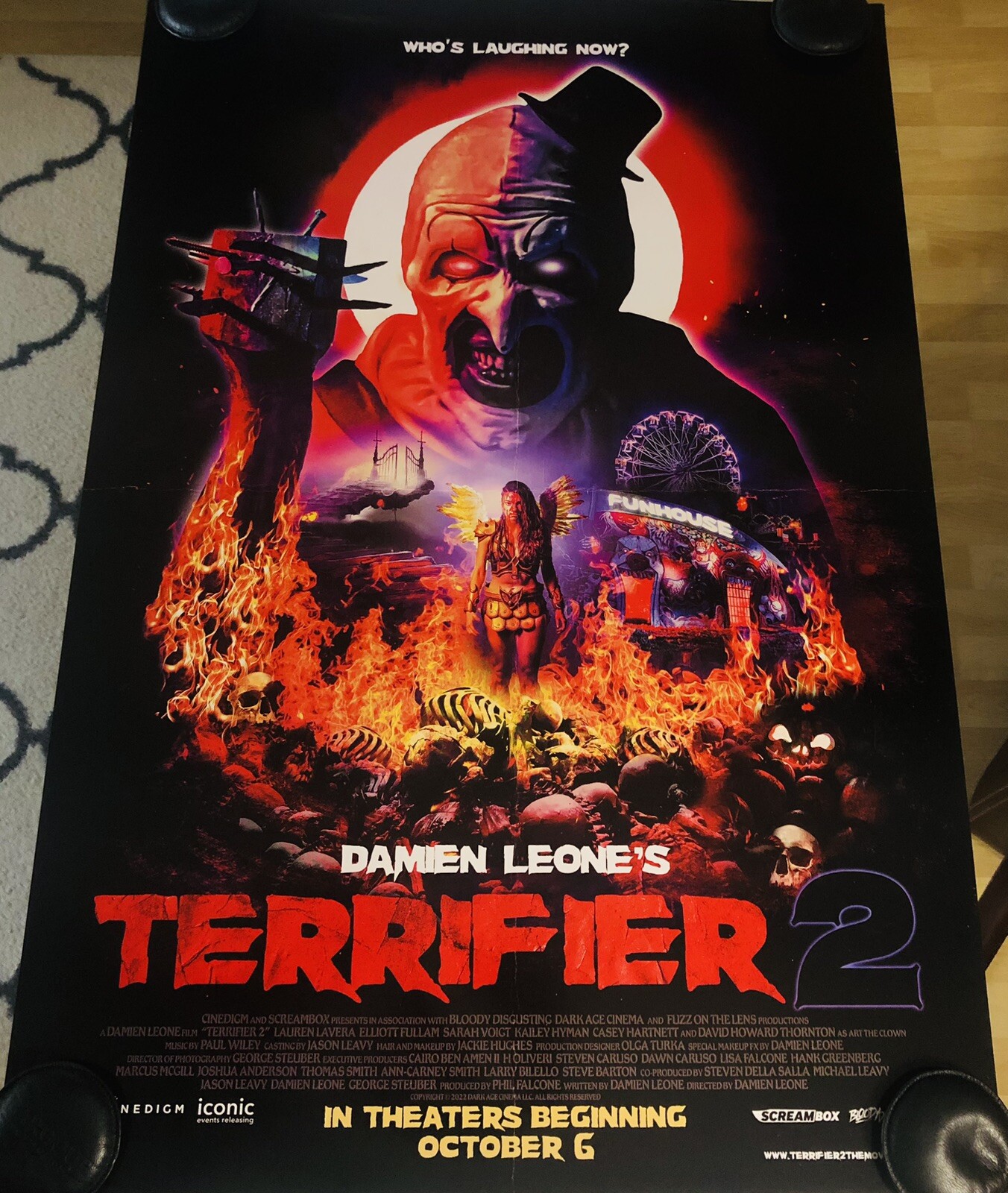 TERRIFIER 2 Original DS Double Sided 27x40 Movie Poster HORROR Art the Clown