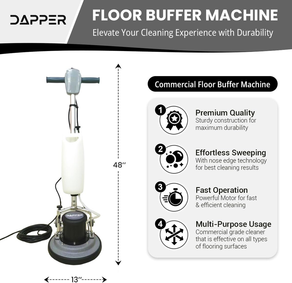 13" Heavy-Duty Multi-Functional Floor Buffer Polisher Machine - Clean, Buff, Scr