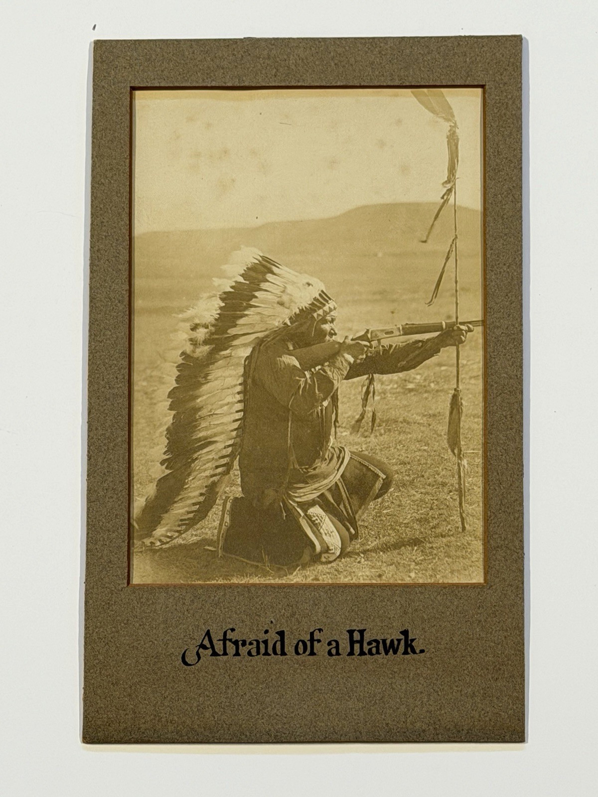 Vintage Native American Photo: Afraid of A Hawk; Cabinet Card; Early 1900s