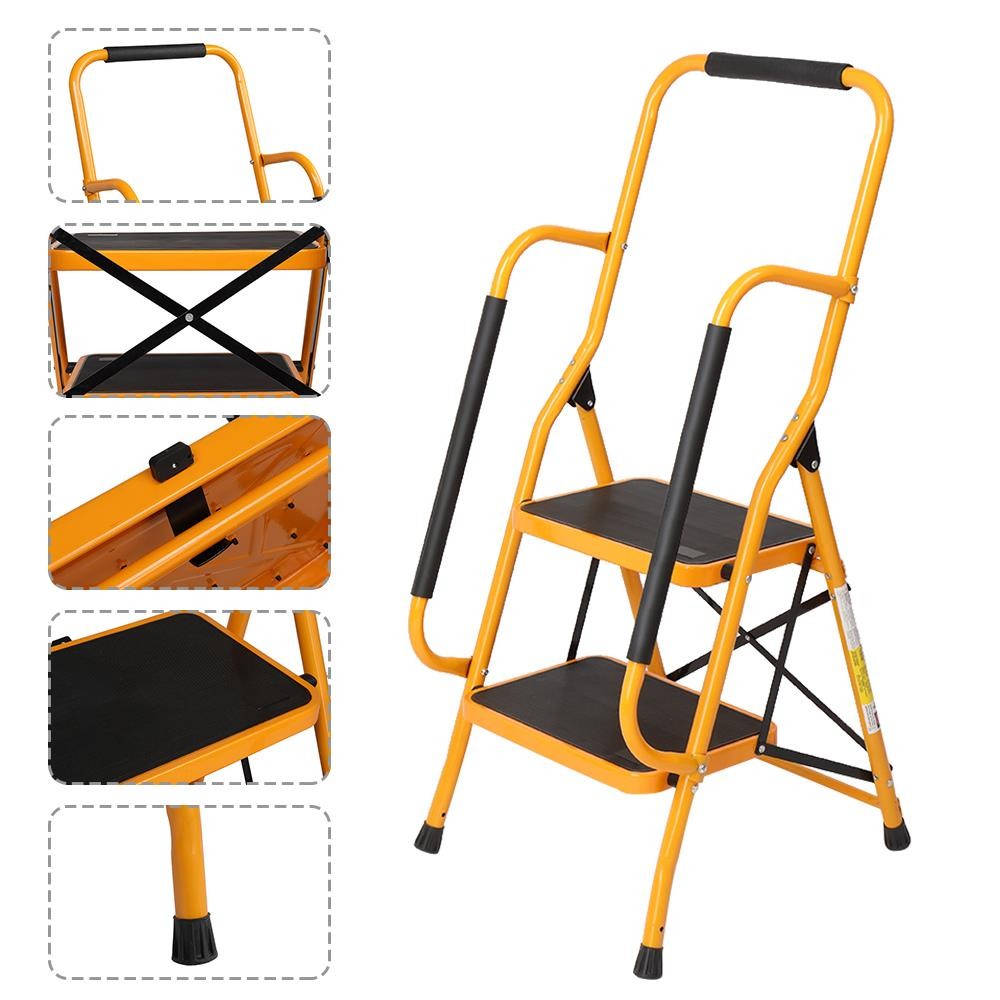 New 2 Step Lightweight Ladder Platform Foldable Stool 330lbs Load Saving Space