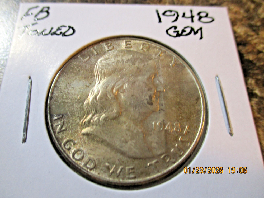 1948 FRANKLIN HALF SILVER GEM TONED FB     TUH
