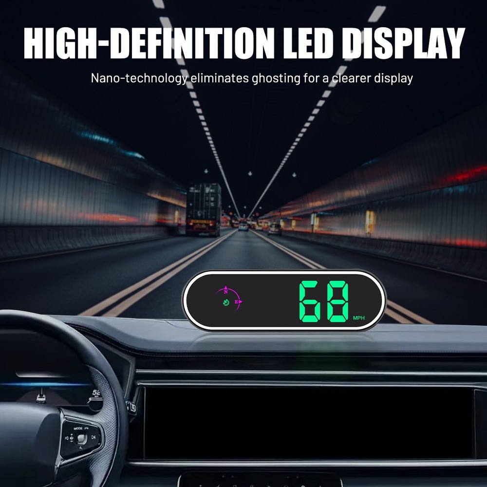 Smart Speedometer HUD: Real-Time Speed Auto Time Sync Direction &Overspeed Alarm