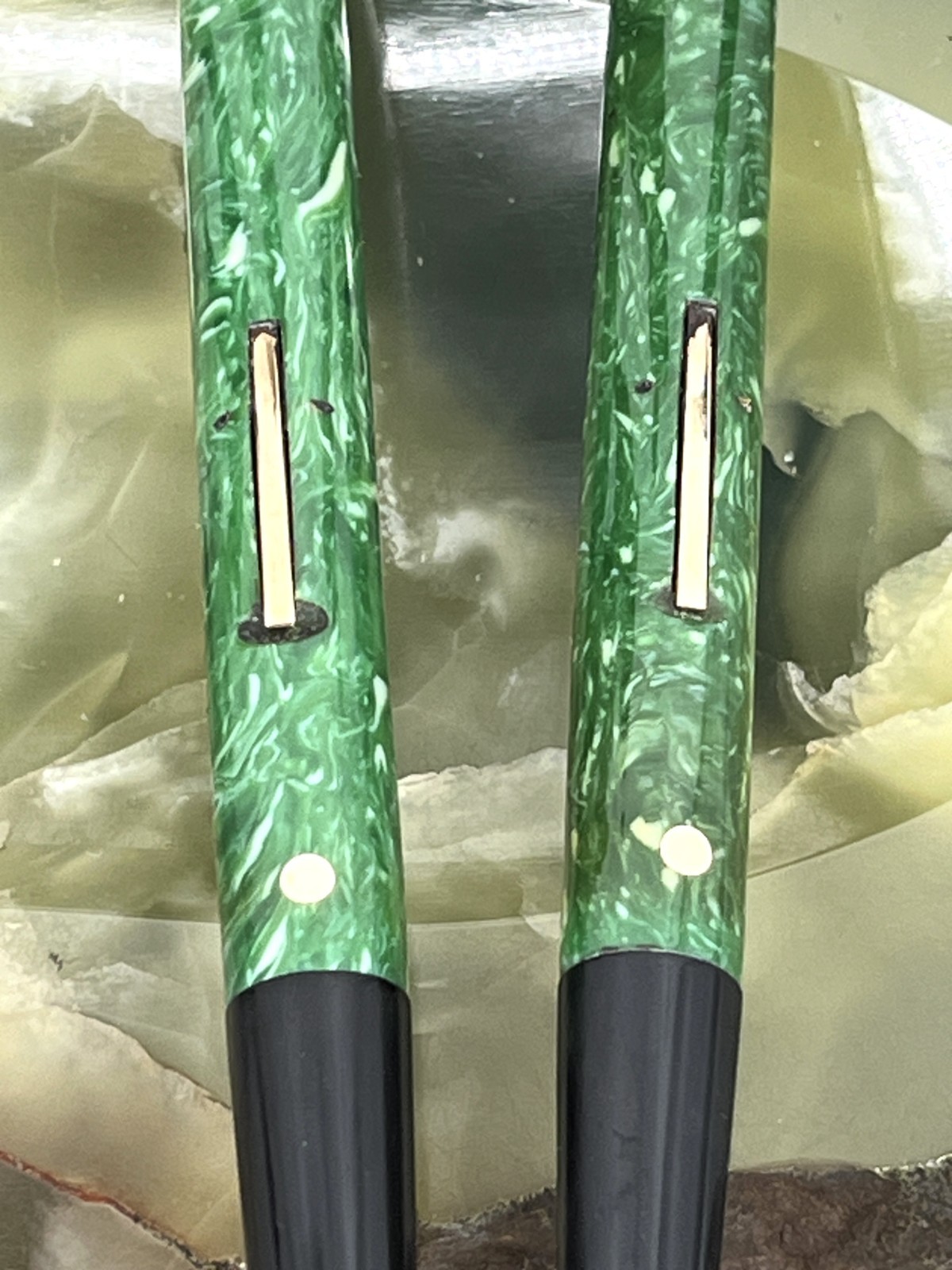 Antique circa 1929 Sheaffer Fountain Pen Desk Set Bronze German Shepherd Dogs