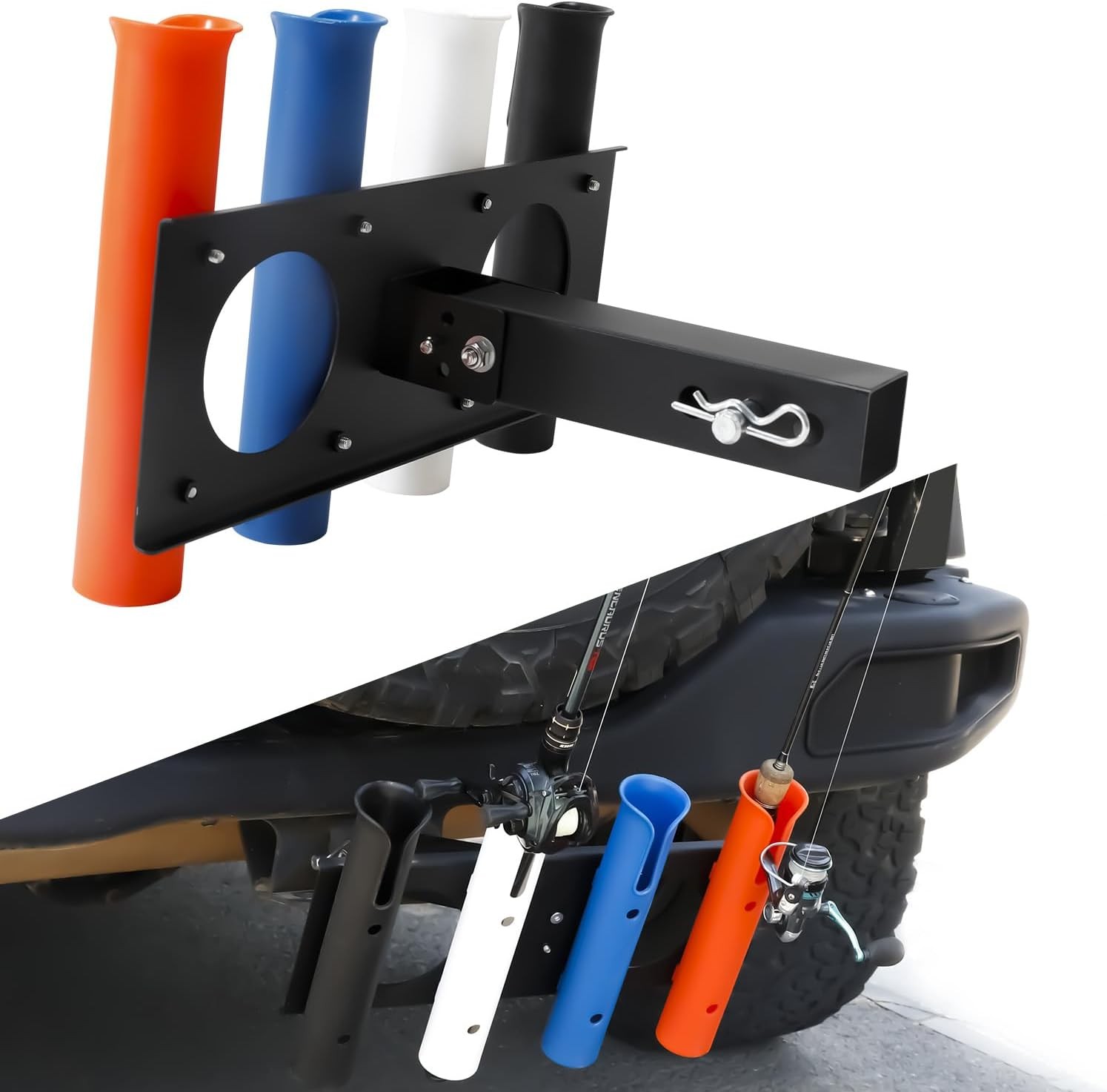 Hitch Fishing Rod Holder for Trucks,3-Position Adjustable Stainless Steel