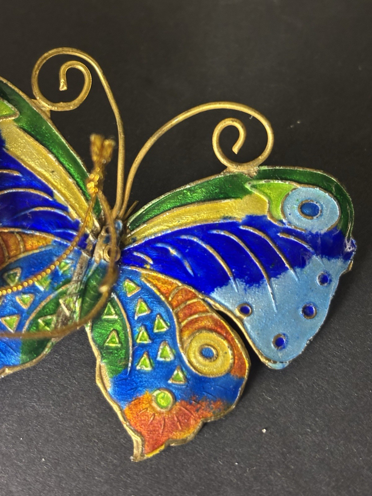 Vintage Cloisonné Enamel Metal Butterfly Ornament Decor