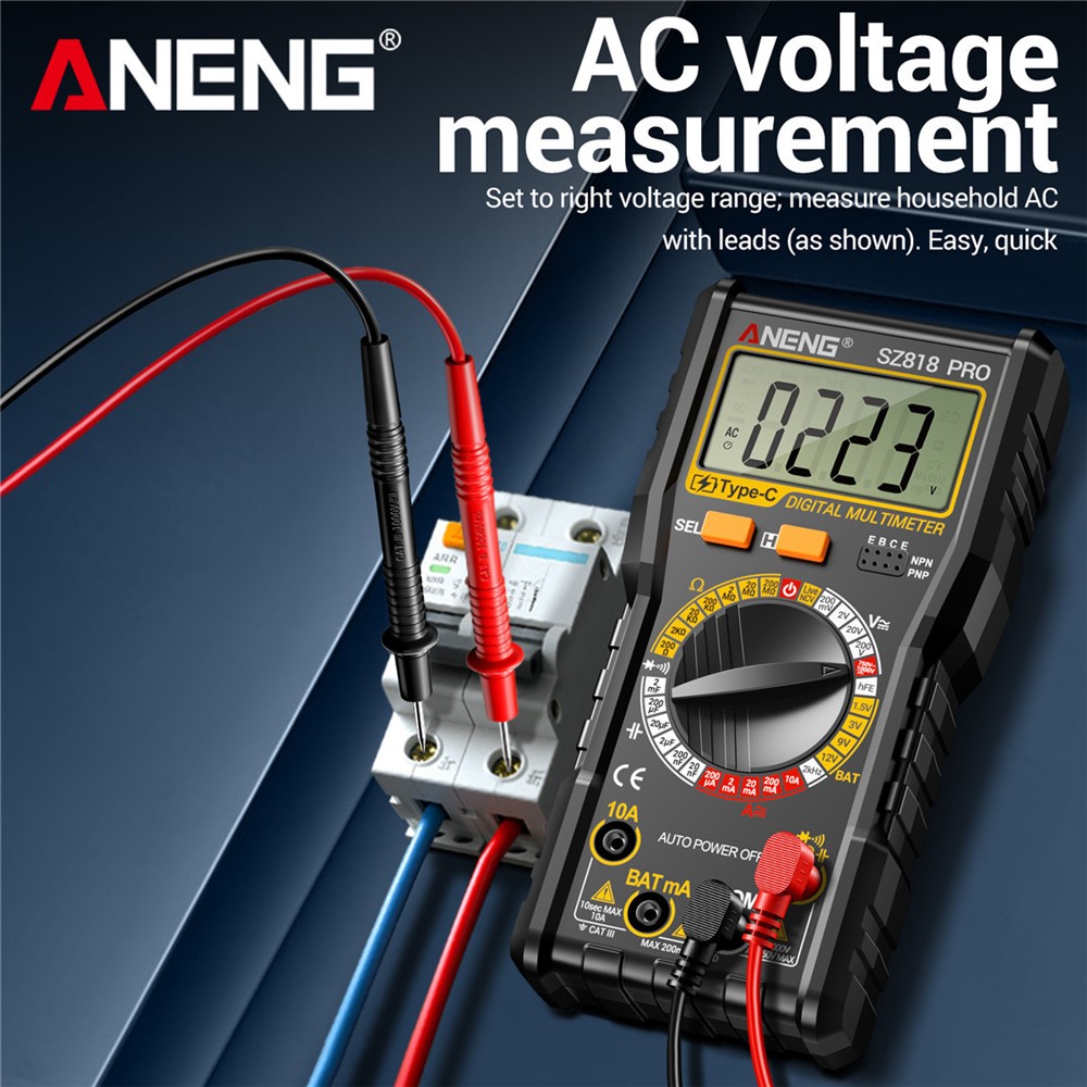 Digital Multimeter Voltmeter AC DC Volt Meter Ohmmeter Auto Range Tester