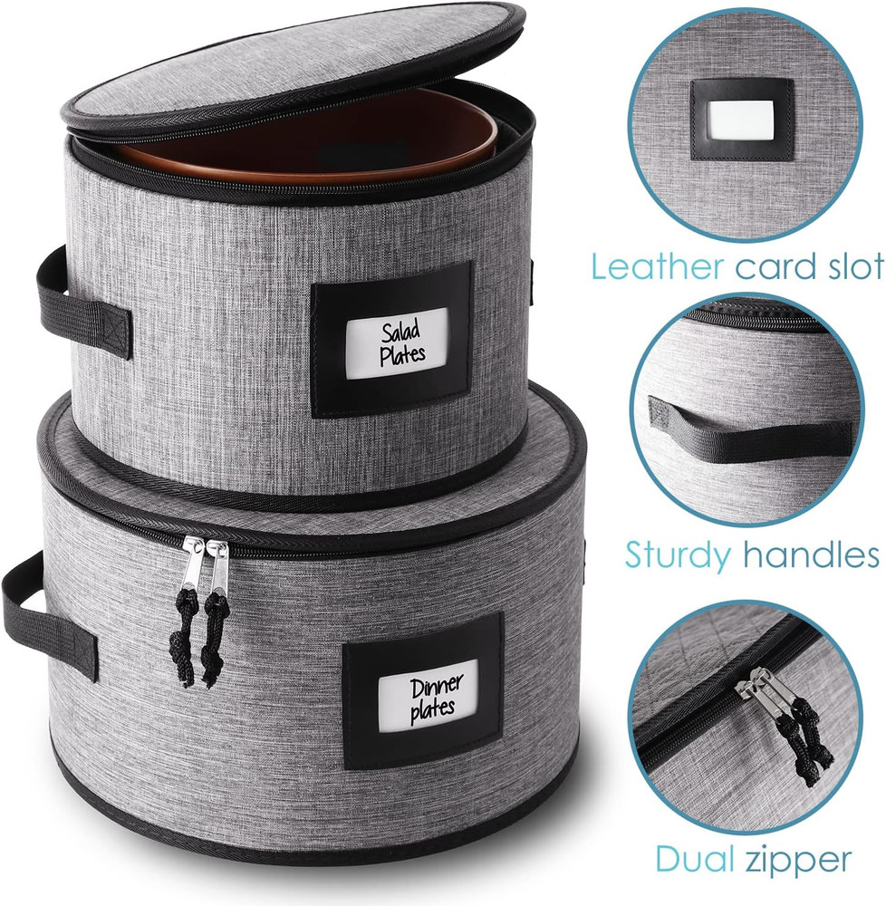 Fine China Storage Containers, 6 Piece Dish Storage Containers, Stackable Plate