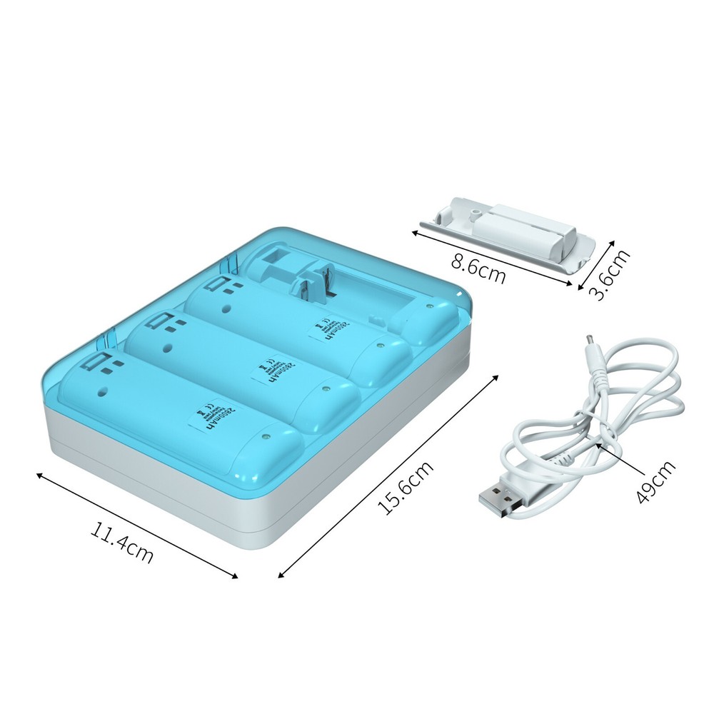 Wii&Wii U Remote Controller Charging Station + 4Pack 2800mAh Replacement Battery