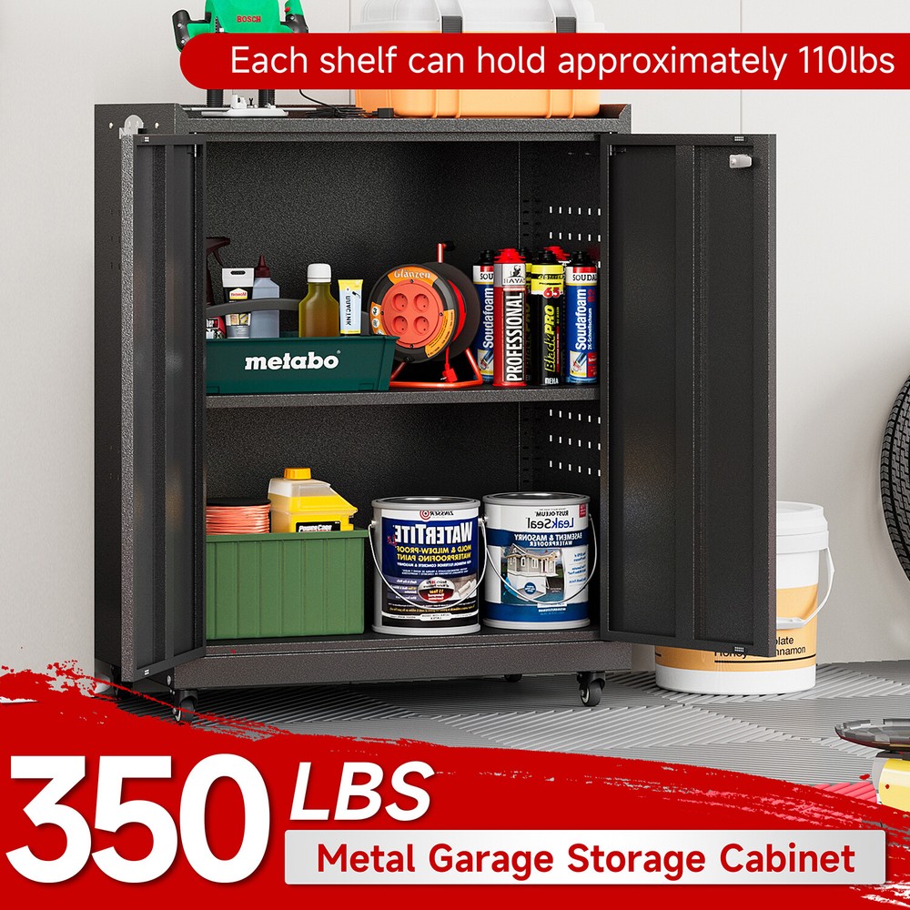 Metal Storage System, 8-Pcs Workshop Cabinet Set for Organizing Garage/Tools Box