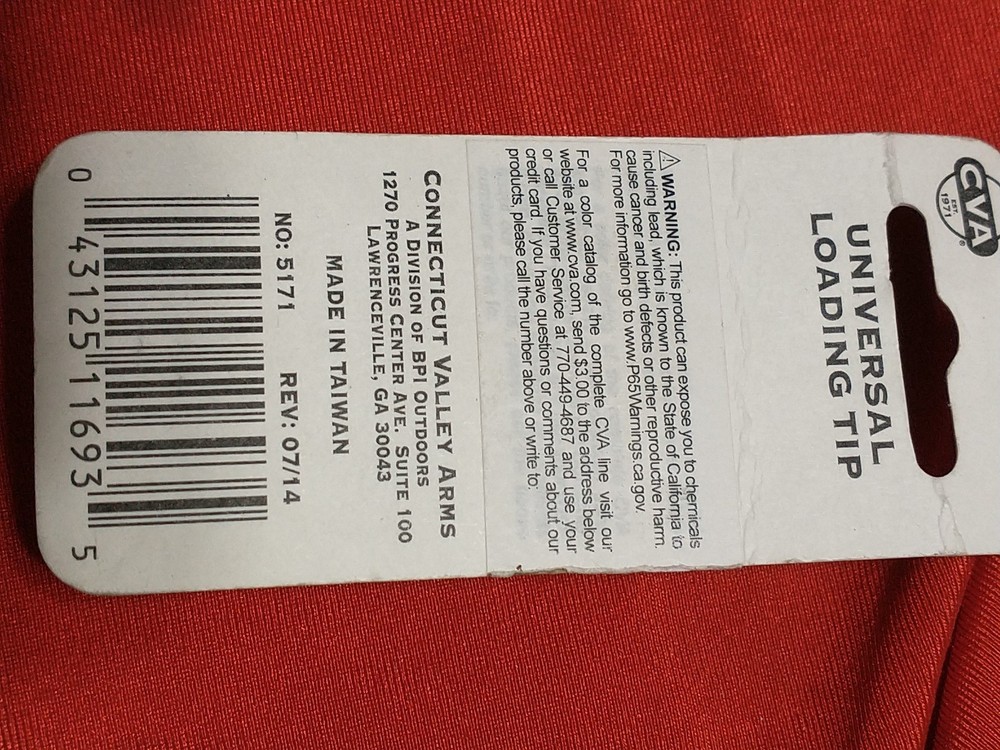 CVA UNIVERSAL LOADING TIP 10X32 #AC1693 BLACK POWDER MUZZLELOADER NOS SABOT