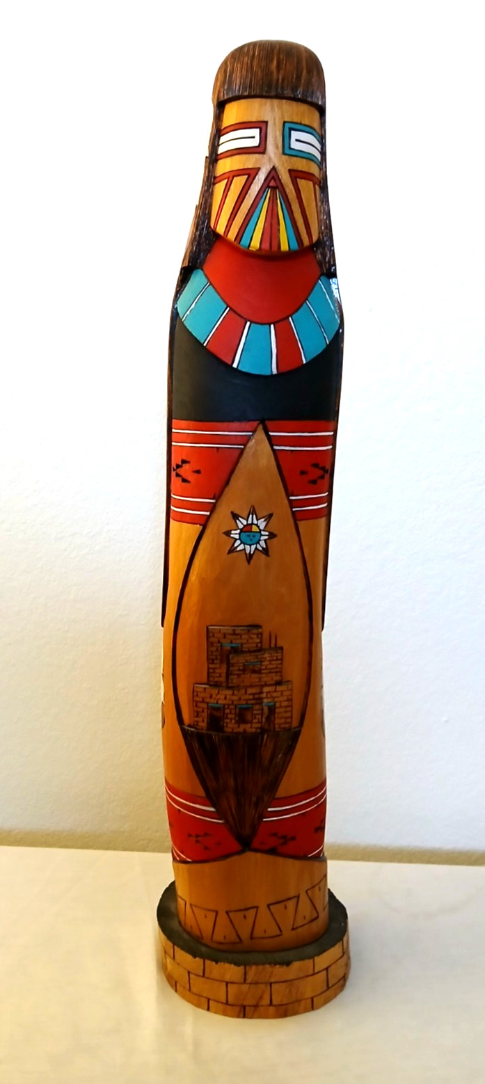 Authentic Hopi Navajo Fully Carved Cottonwood Shalaka Kachina 23" Stenson Walker