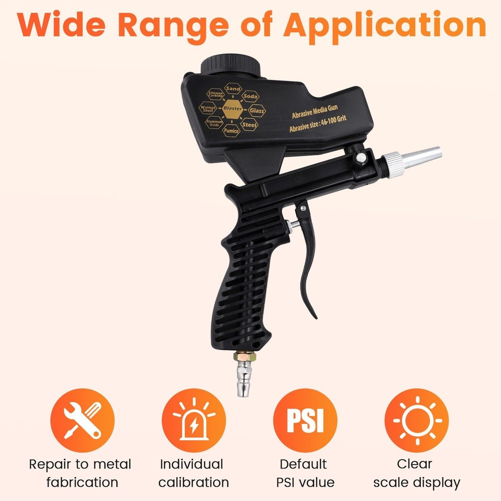 Sandblasting Tool Portable Adjustable 90psi Handheld Pneumatic Blasting