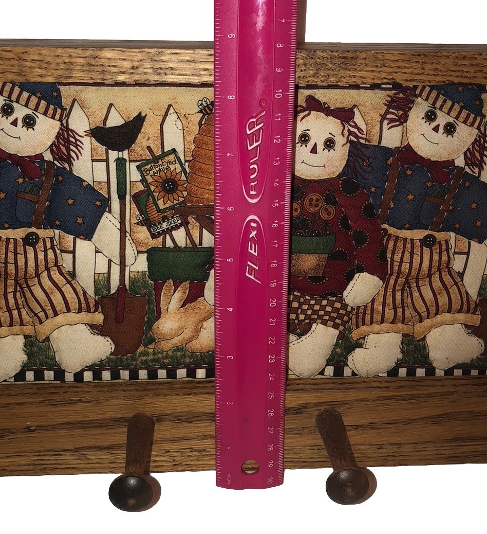 Vintage Wood Wooden Hanging Hooks Raggedy Ann & Andy ￼ Wall Coat rack￼ Fun