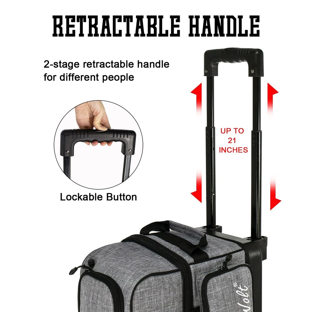 WOLT Double Roller 2 Ball Bowling Bag with Separate Shoe Compartment, Large