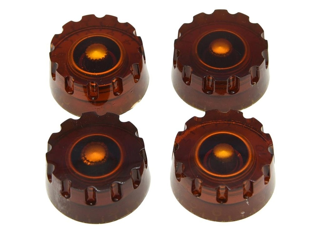 Dopro Set of 4 Amber Knurled Metric LP Guitar Speed Dial Knobs Control Knobs ...