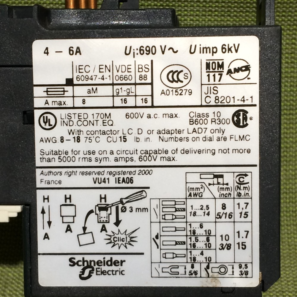 Telemecanique LRD106 Overload Relay Switch