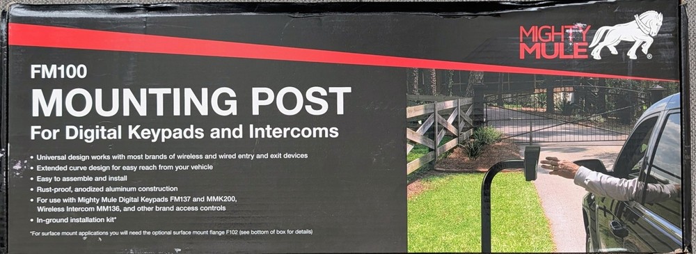 Mighty Mule FM100 Keypad/ Intercom Mounting Post - Black - New Open Box