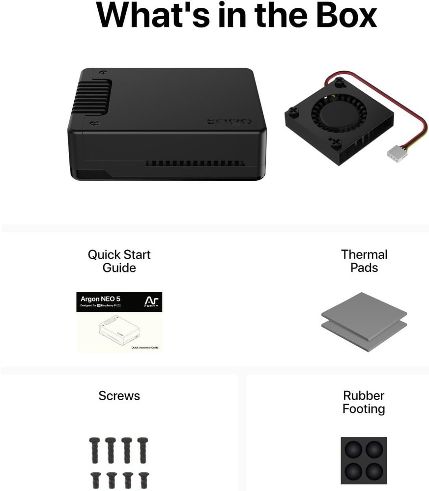 Argon NEO 5 Aluminum Cooling Case for Raspberry Pi 5 | Black Finish