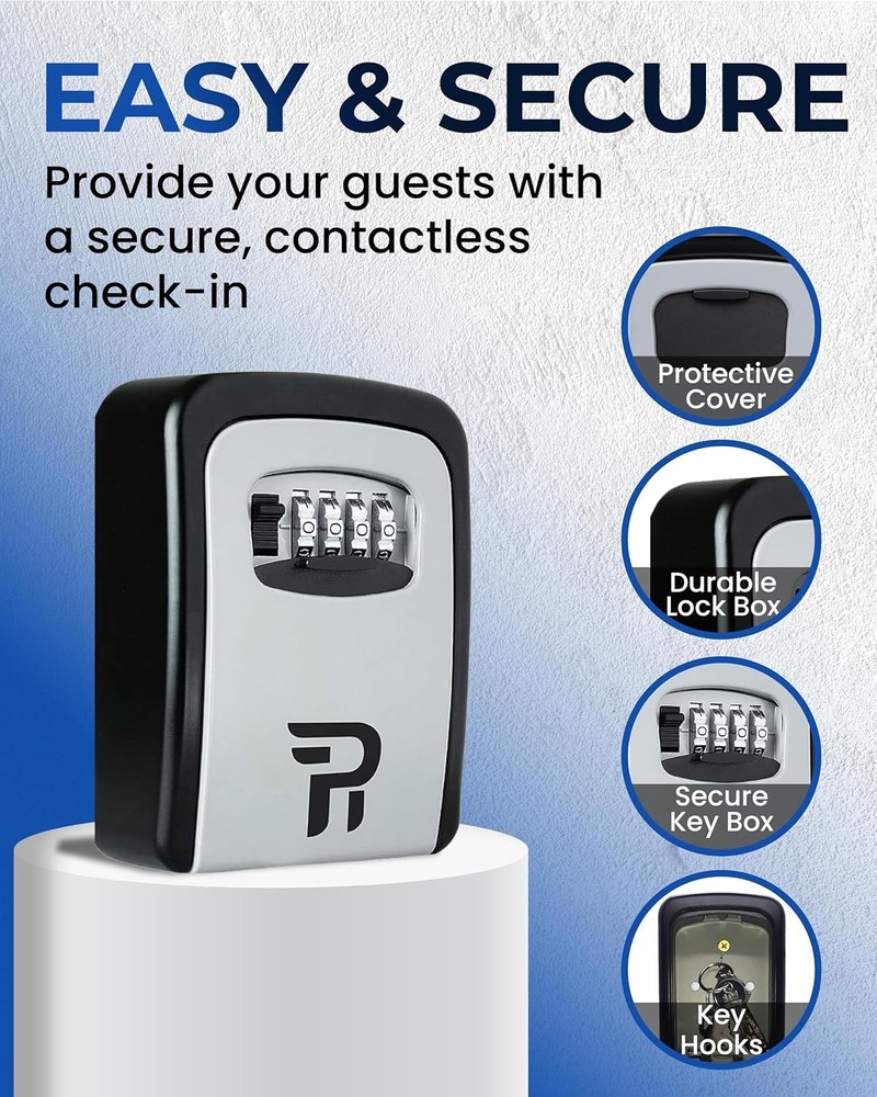 Large Weatherproof Outdoor Key Lock Box with Code – Secure Key Storage