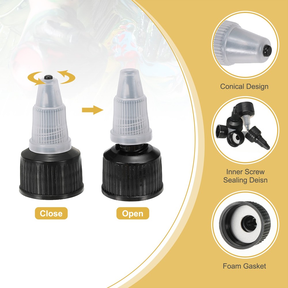 40pc Replacement Caps for 20/410 Bottles, Clear Black