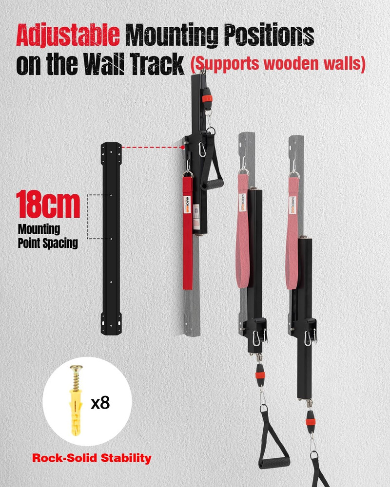 Cable Machine Home Gym, Wall-Mount Exercise & Workout Equipment with Adjustable