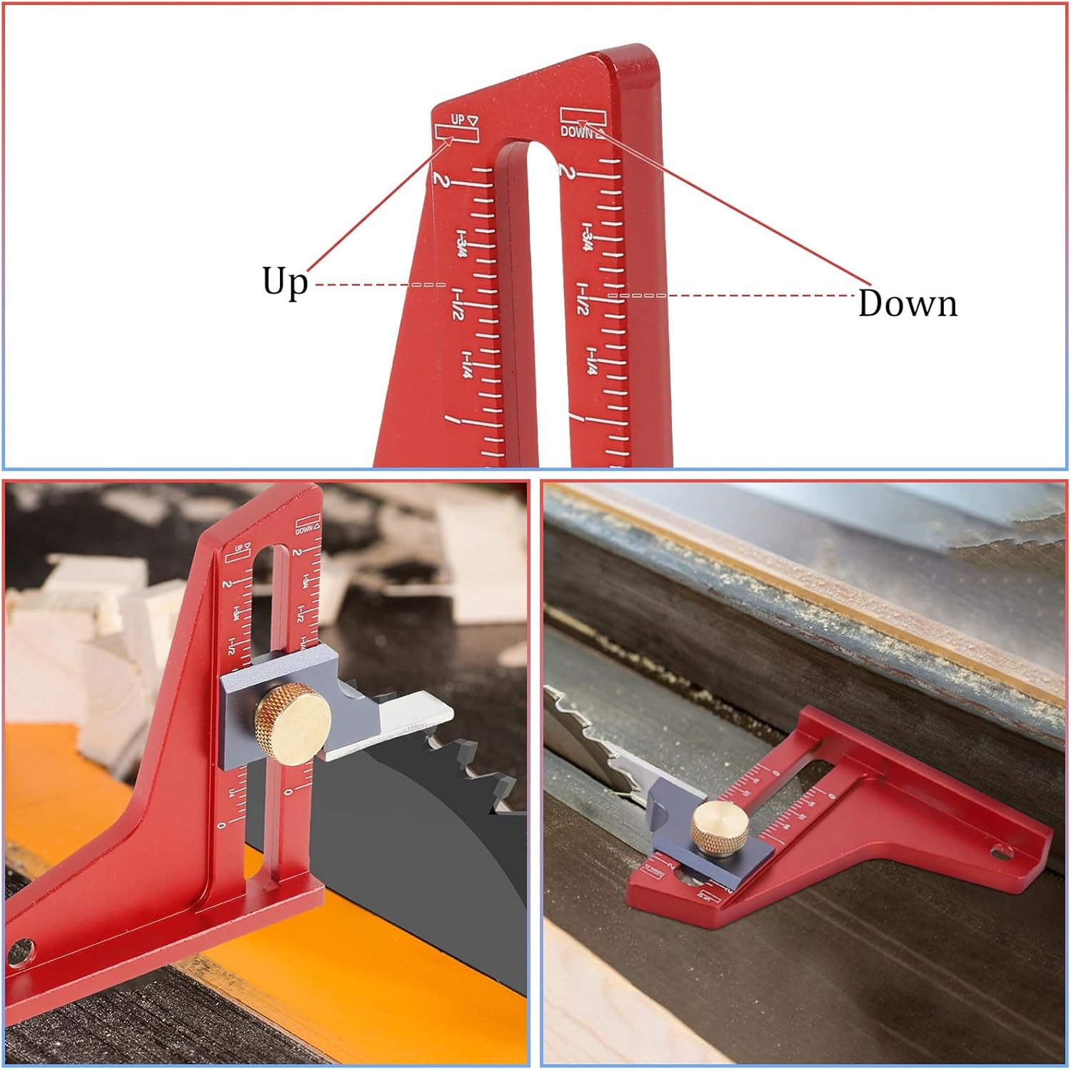 Table Saw Measuring Ruler Depth Gauge W/CNC Laser Scale & Height Lock Adjustable