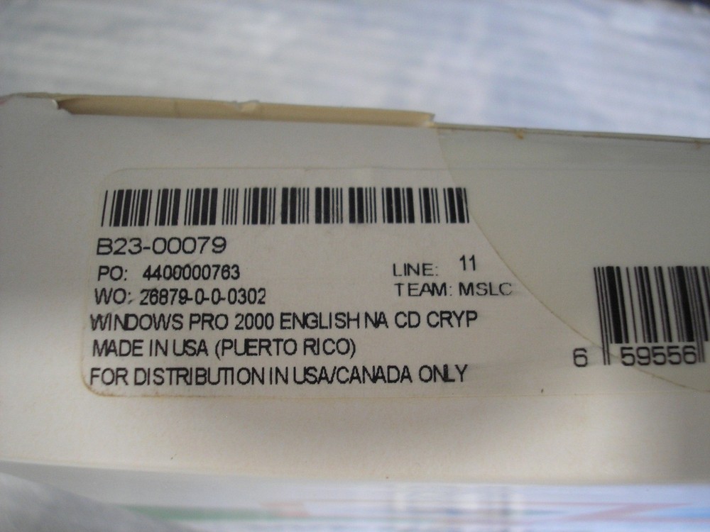 MICROSOFT WINDOWS 2000 PROFESSIONAL FULL OPERATING SYSTEM MS WIN PRO=SEALED BOX=