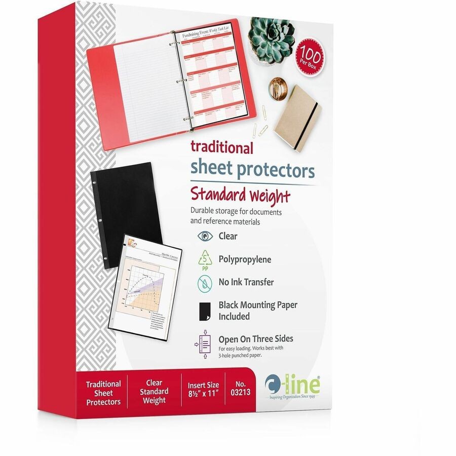 C-Line CLI03213 Polypropylene Sheet Protectors 100 Pack Clear