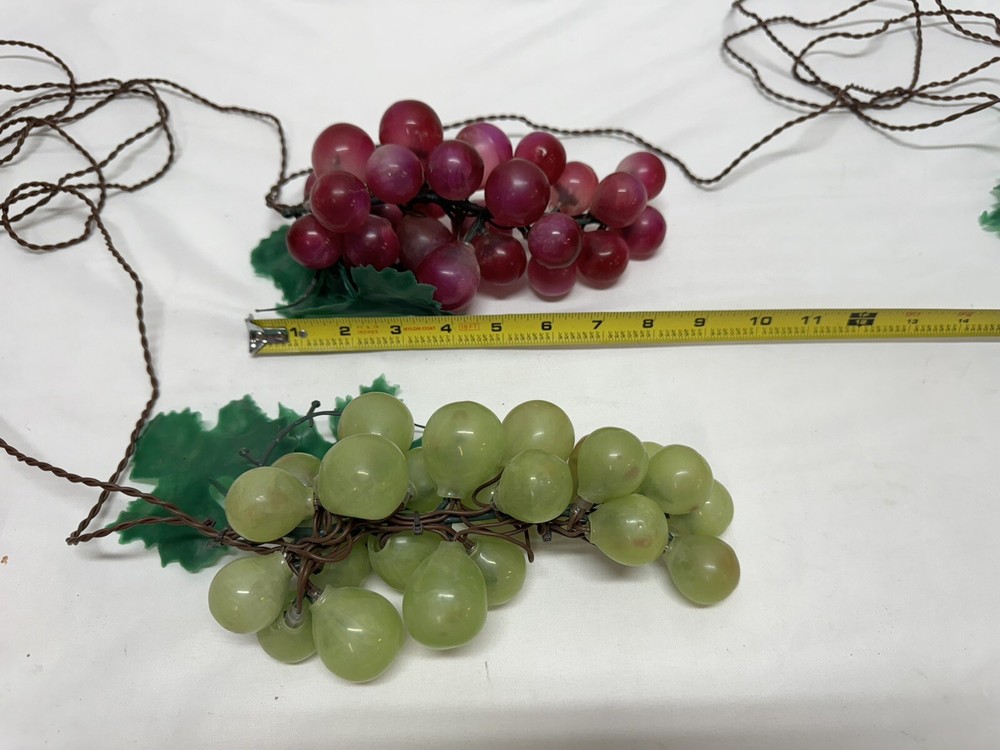 Vintage 4 Red & Green Grape Cluster Rubber Hanging 20ft String Light