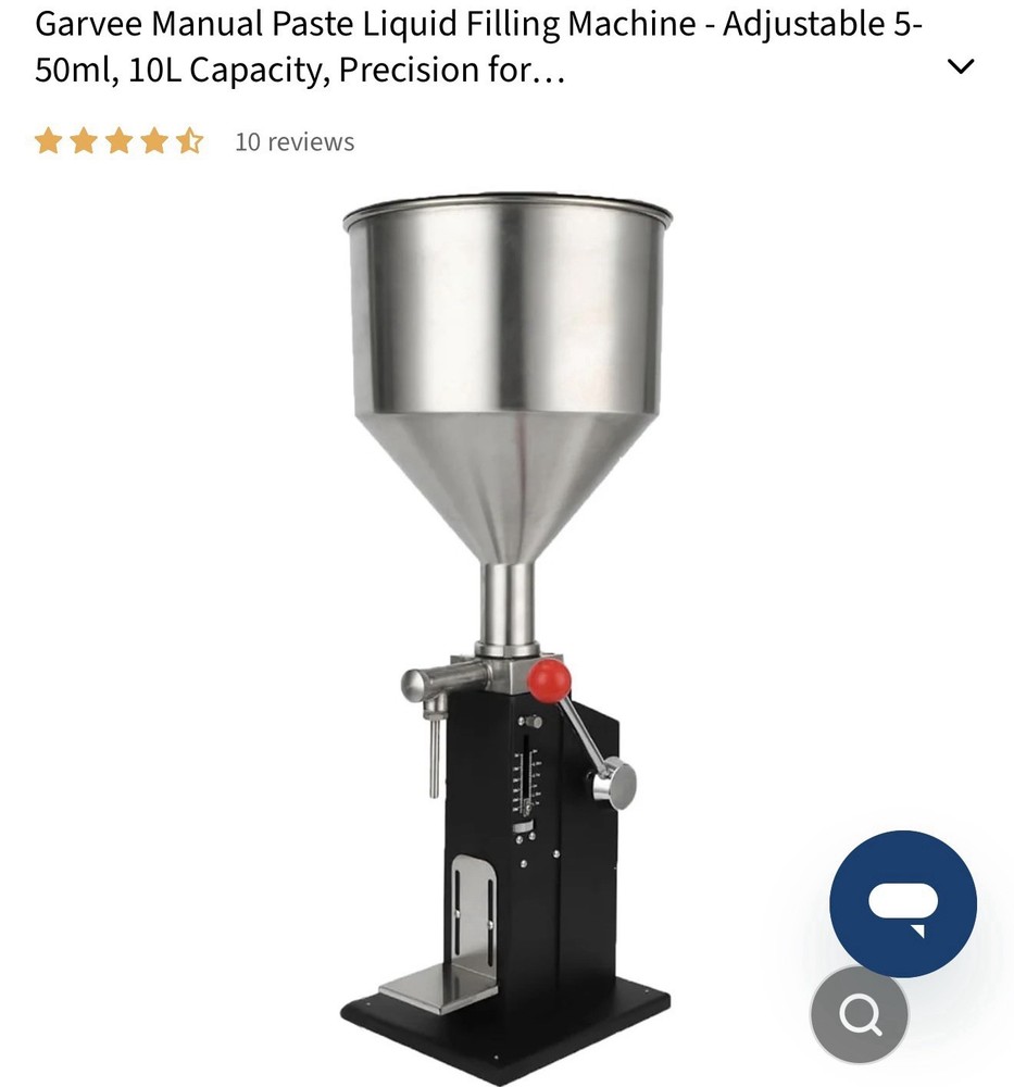 Garvee Manual Paste Liquid Filling Machine - Adjustable 5-50ml, 10L Capacity