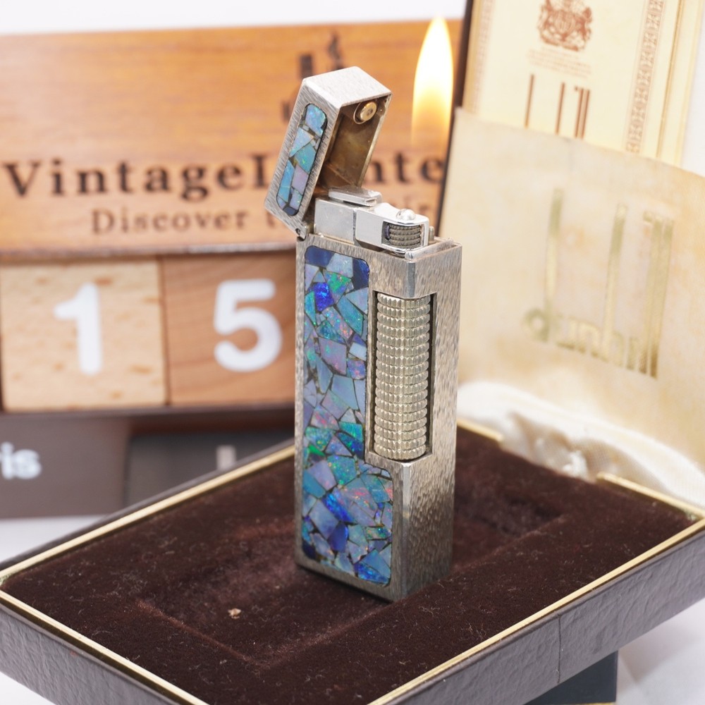 Dunhill Lighter Silver Opal Pattern _Ultrasonically Cleaned_Working