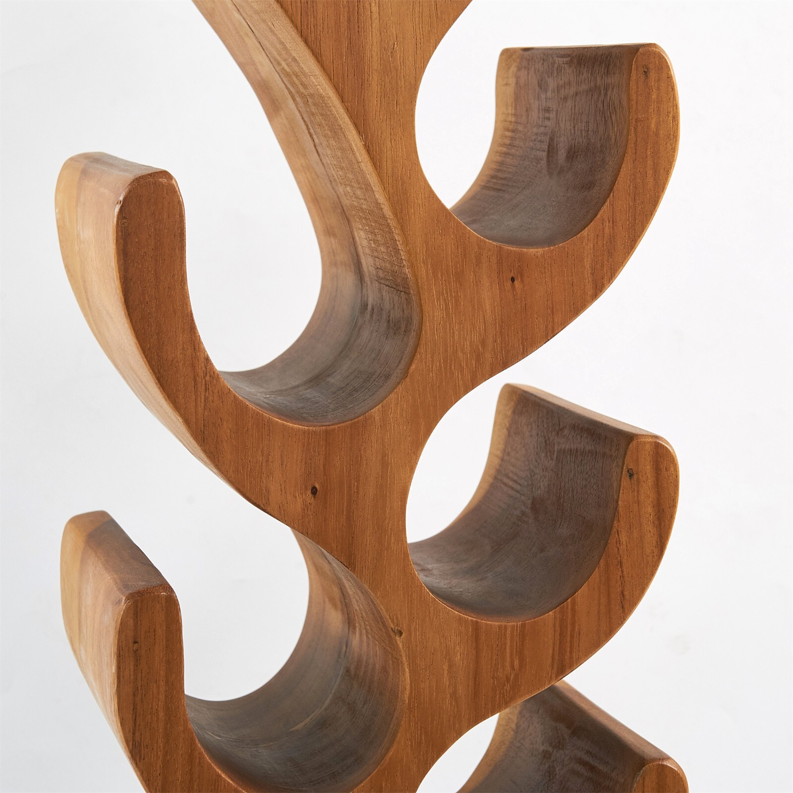 Hand-Carved Suar Wood Tree Shaped Wine Rack Bottle Holder Brown for 6/8/12