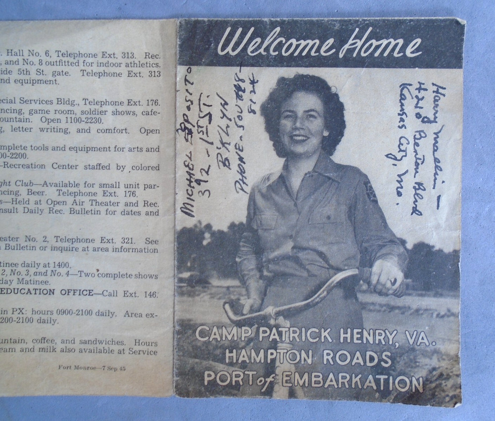 WWII Camp Patrick Henry, VA, named guide and map