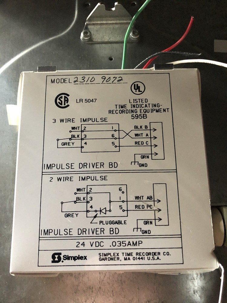 Simplex 2310 Impulse Indicating Wall Clock untested glass faced 12x12